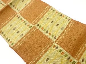 市松に抽象模様織出し名古屋帯